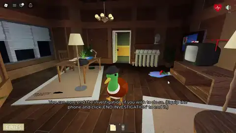Reviewing collected evidence clues in a Detective Duck case file