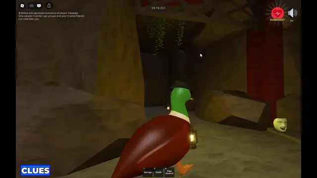 Breaking rock barriers with a pickaxe in Detective Duck Hideout