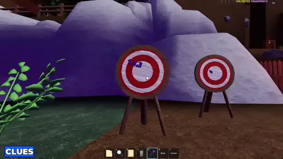 Shooting UV-marked archery targets in order during Detective Duck Summer Camp