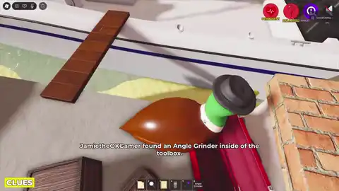 Cutting the villa gate with an angle grinder in Detective Duck Villa